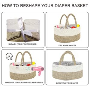 Celesto Baby Diaper Caddy Organizer – Nursery Storage Bin - Car Organizer for Diapers - Changing Table Organizer Basket - Shower storage Gift - Cotton Canvas Portable Diaper Storage Basket (Beige)