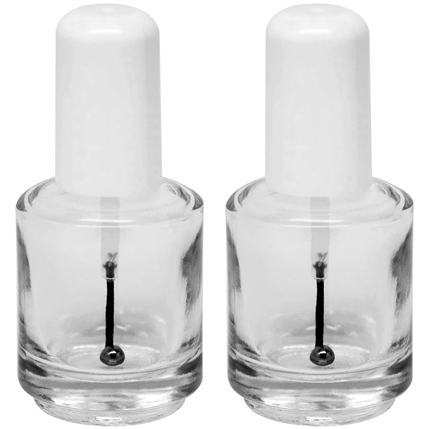 Karlash Premium Empty Polish Bottle Clear + Brush + Mixing ball + White Cap 0.5 Oz (2 Piece)