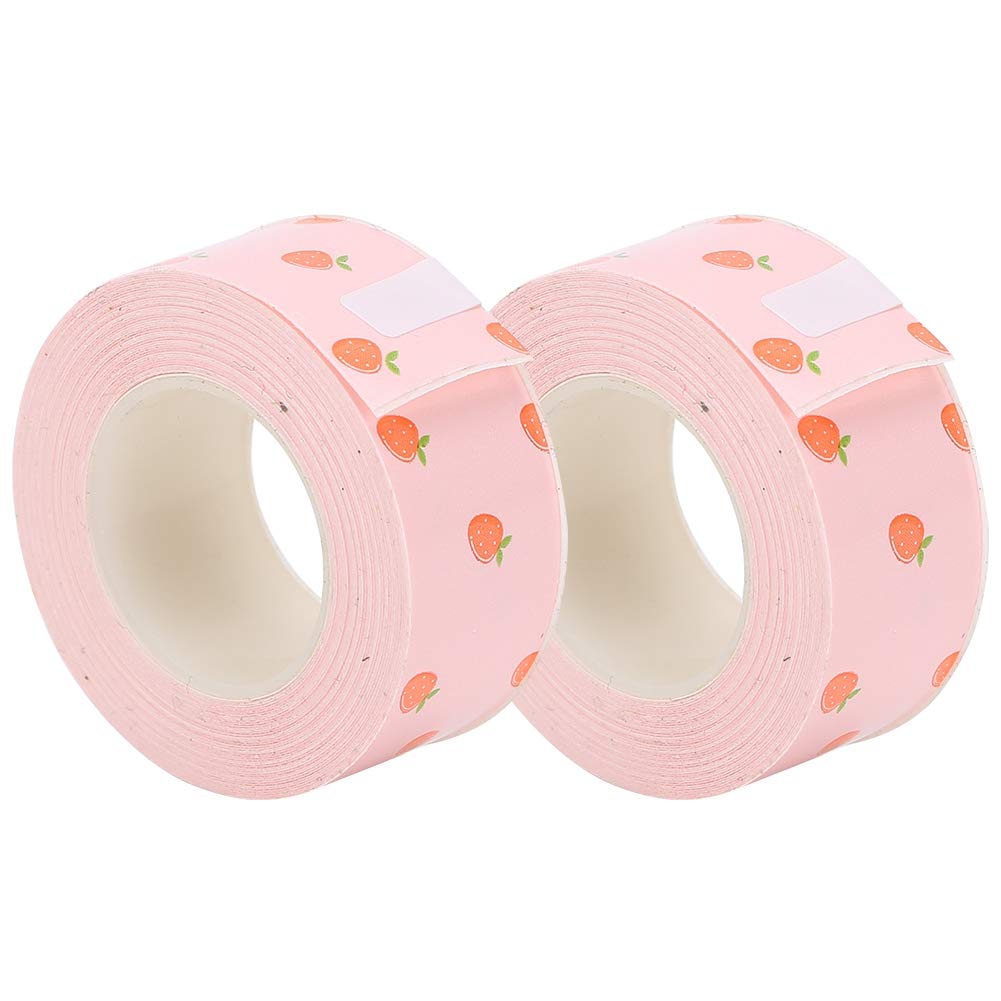 2 Packs Label Tape for LR5C Labeler Strawberry Pattern Thermal Paper Laminated Tape for School Office Supplies