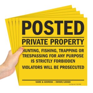 smartsign “posted - private property, violators will be prosecuted” sign | 11" x 11" plastic (pack of 5)