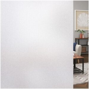 coavas window privacy film frosted glass window film window coverings film bathroom window frosting film day and night privacy heat uv blocking non-adhesive removable window film for home 35.4x157.4