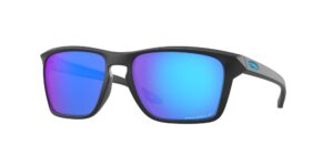 oakley men's oo9448f sylas low bridge fit rectangular sunglasses, matte black/prizm sapphire iridium polarized, 58 mm