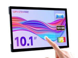 waveshare 10.1inch capacitive touch screen lcd compatible with raspberry pi 5/4b/3b+/3a+/2b/b+/a+/zero/zero w/wh/zero 2w cm3+/4 1024×600, hdmi ips 10-points touch supports windows/jetson nano