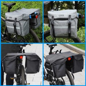 BAIGIO Bike Double Pannier Bags Waterproof Bicycle Rear Seat Panniers Pack with Reflective Stripe