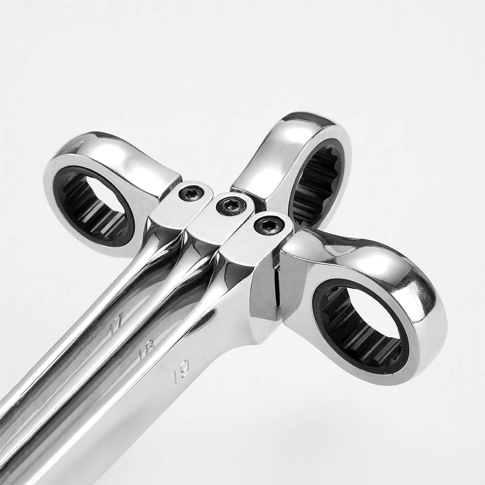 20mm Metric Flex-Head Ratchet Wrench,Box End Head 72-Tooth Ratcheting Combination Wrench Spanner