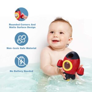 Elovien Bath Toys, Space Rocket Bath Toys for Toddlers 1-3, Spray Water Baby Bath Toys with Rotating Fountain, Shower Bathtub Toys for Toddlers Aged 18 Months 2 3 4 5 Years Old Kids Boys Girls