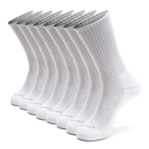 monfoot women's and men's 8 pairs athletic cushion crew socks white large, multipack