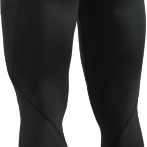 TSLA Men's Thermal Compression Pants, Athletic Sports Leggings & Running Tights, Wintergear Base Layer Bottoms, Pocket Black, Large