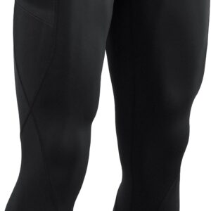 TSLA Men's Thermal Compression Pants, Athletic Sports Leggings & Running Tights, Wintergear Base Layer Bottoms, Pocket Black, Large