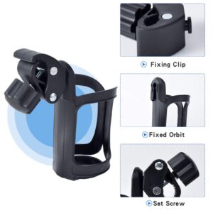 Eucredy Universal Stroller Cup Holder, Upgrade Cup Holder for Walker, Attachable Bike Water Bottle Holder, Drink Holder Attachment for Wheelchair, Motorcycle, Scooter, Bicycle, Rolling Walker, Trolley