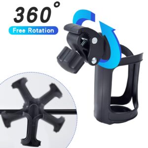 Eucredy Universal Stroller Cup Holder, Upgrade Cup Holder for Walker, Attachable Bike Water Bottle Holder, Drink Holder Attachment for Wheelchair, Motorcycle, Scooter, Bicycle, Rolling Walker, Trolley