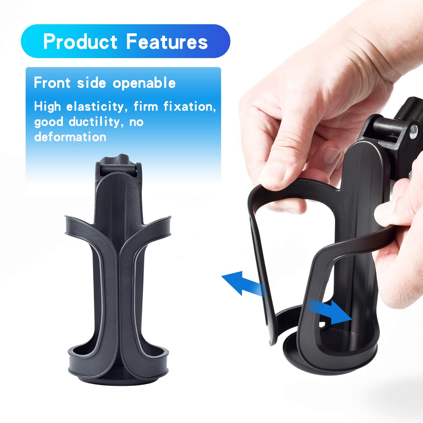 Eucredy Universal Stroller Cup Holder, Upgrade Cup Holder for Walker, Attachable Bike Water Bottle Holder, Drink Holder Attachment for Wheelchair, Motorcycle, Scooter, Bicycle, Rolling Walker, Trolley