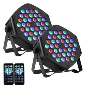 lunsy rgb stage lighting 2pack, 36led dj par lights, uplighting for events, sound activated, remote and dmx control, for wedding, party, concert, festival
