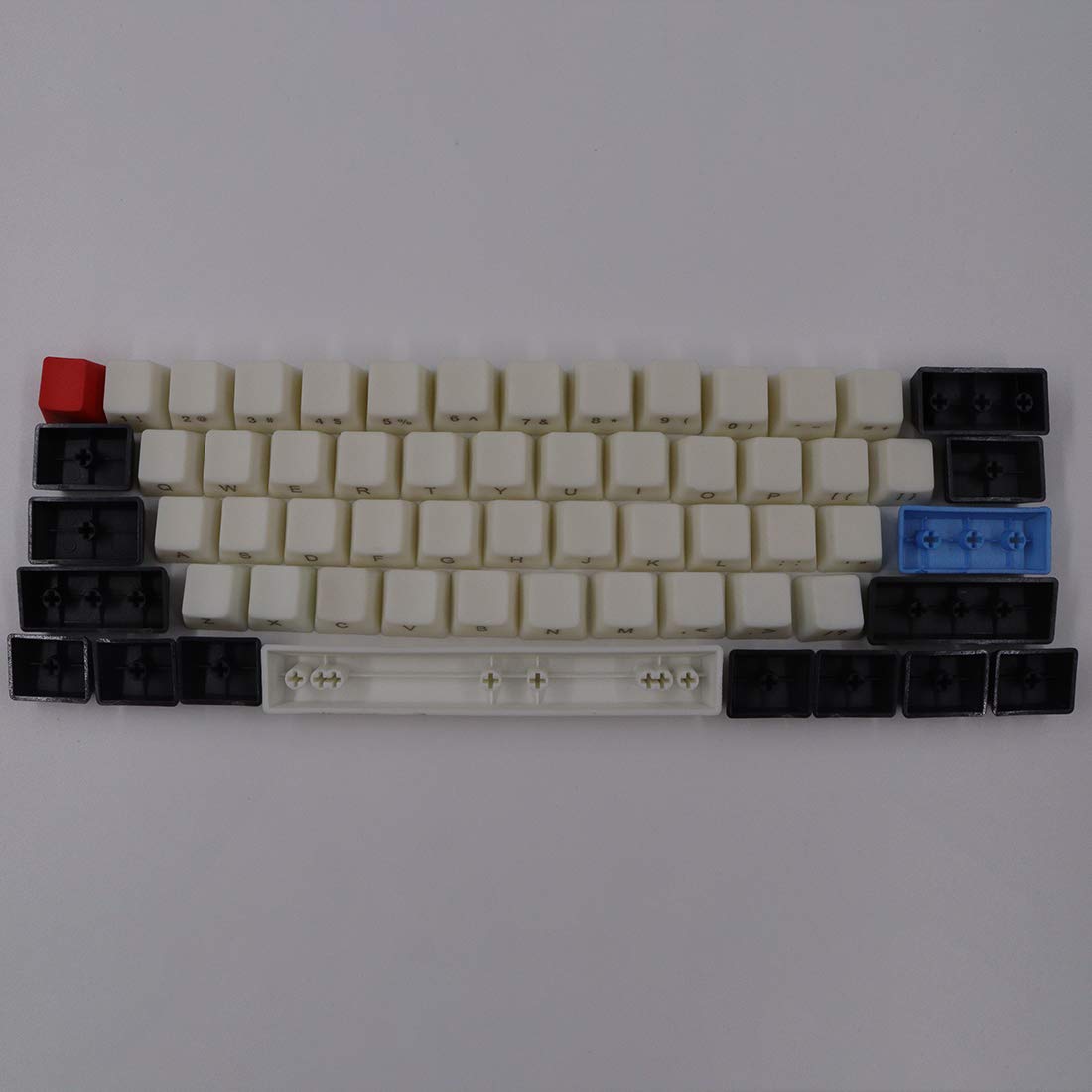 61keys ANSI Layout OEM Profile keycaps PBT Key Cap for Switches Gaming Mechanical Keyboard White+Red Color