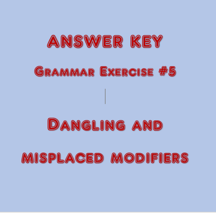 ANSWER KEY TO GRAMMAR LESSON 5