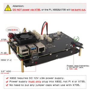 Geekworm Raspberry Pi 4 SATA Adapter 3.5", X832 V1.2 12V 3.5 inch SATA HDD Storage Expansion Board for Raspberry Pi 4 Model B Only (Not Include Raspberry Pi&HDD)