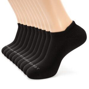monfoot women's and men's 10 pairs athletic cushion running performance heel tab ankle socks black small, multipack