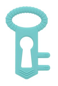 the teething key by eztotz | made in usa - bpa free silicone baby teether toy for infants babies toddlers | 0+ months easy grip multiple texture molar reach - great baby shower registry gift