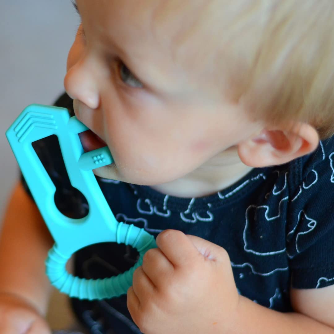 The Teething Key by Eztotz | Made in USA - BPA Free Silicone Baby Teether Toy for Infants Babies Toddlers | 0+ Months Easy Grip Multiple Texture Molar Reach - Great Baby Shower Registry Gift