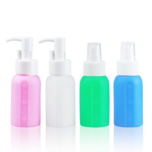 lofyjoy silicone travel bottles for toiletries tsa approved travel size containers,leakproof squeezable mini spray bottles, refillable travel size bottles, travel essentials (4 pack/1.76oz)