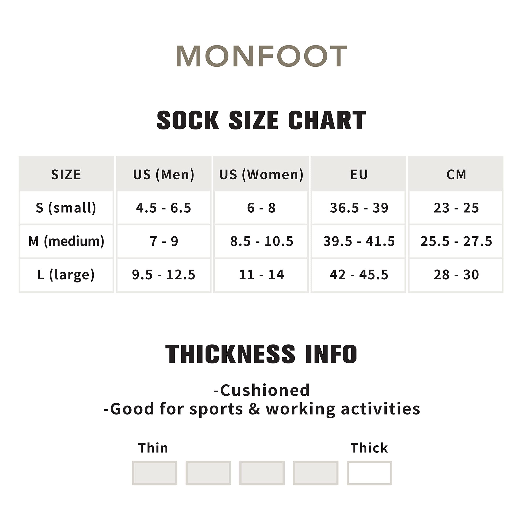 MONFOOT Women's and Men's 8 Pairs Athletic Cushion Crew Socks Striped Medium, multipack