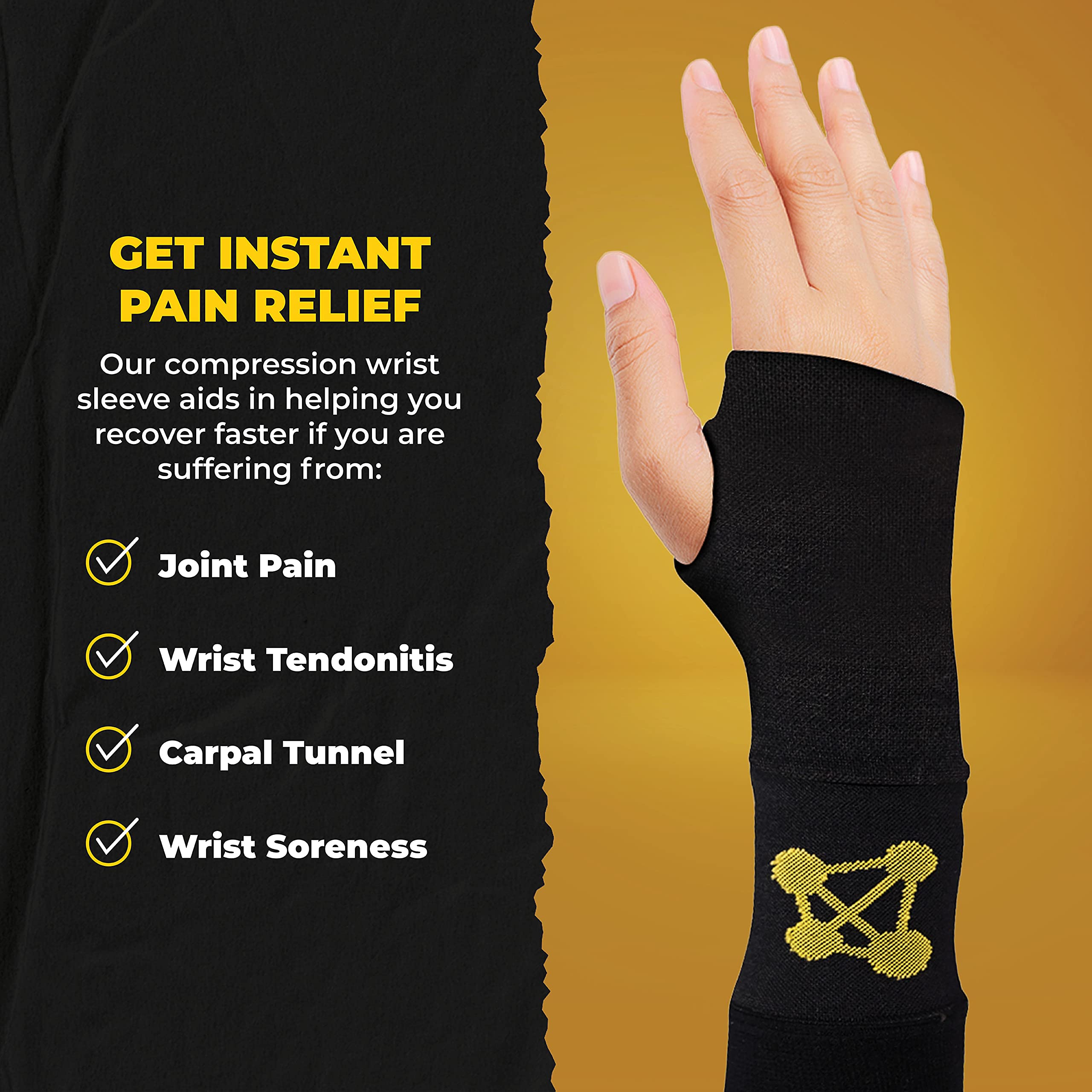 CopperJoint Wrist Brace for Carpal Tunnel Relief - Wrist Compression Sleeve and Tennis Wrist Support - Ideal for Tendonitis, Golf, Yoga, Typing and Gaming - Copper Infused Nylon (Pair, Medium)