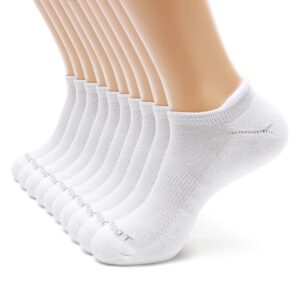 monfoot women's and men's 10 pairs athletic cushion running performance heel tab ankle socks white medium, multipack