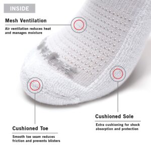 MONFOOT Women's and Men's 10 Pairs Athletic Cushion Running Performance Heel Tab Ankle Socks White Medium, multipack