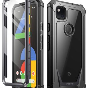 Poetic Guardian Series for Google Pixel 4a 5.8 inch (2020) Case, Full-Body Hybrid Shockproof Bumper Cover with Built-in-Screen Protector, Black/Clear