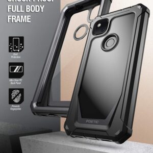 Poetic Guardian Series for Google Pixel 4a 5.8 inch (2020) Case, Full-Body Hybrid Shockproof Bumper Cover with Built-in-Screen Protector, Black/Clear