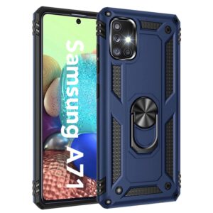 korecase for galaxy a71 case military grade armor heavy duty rugged dual layers full body shockproof with ring kickstand back cover blue