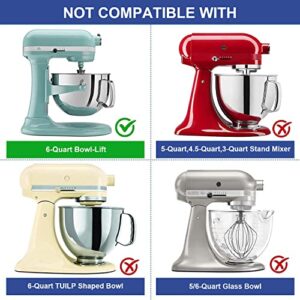 Roabertic Flex Edge Beater for KitchenAid Bowl-Lift Stand Mixer - 6 Quart Flat Beater Paddle with Flexible Silicone Edges