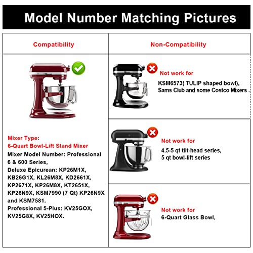 Roabertic Flex Edge Beater for KitchenAid Bowl-Lift Stand Mixer - 6 Quart Flat Beater Paddle with Flexible Silicone Edges