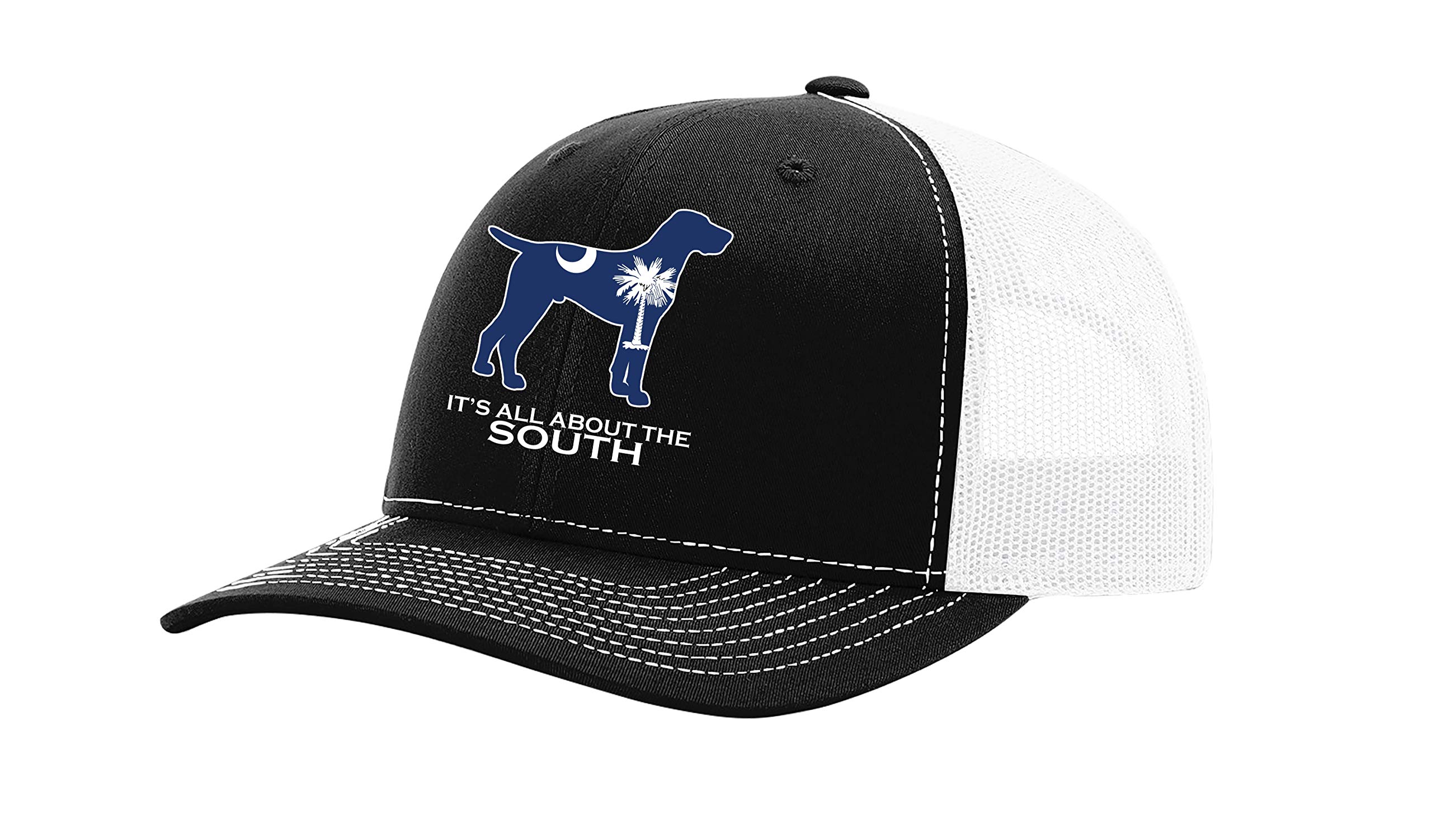 It's All About The South South Carolina Flag Filled Pointer Mesh Back Trucker Hat-Black/White