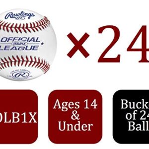 Rawlings | Official League Competition Grade Baseballs | ROLB1X | Game/Practice Use | Youth/14U | Bucket | 24 Count