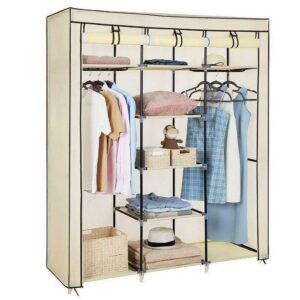 69" Portable Closet Wardrobe Clothes Ample Storage Space Organizer Armoire Free (Grey)