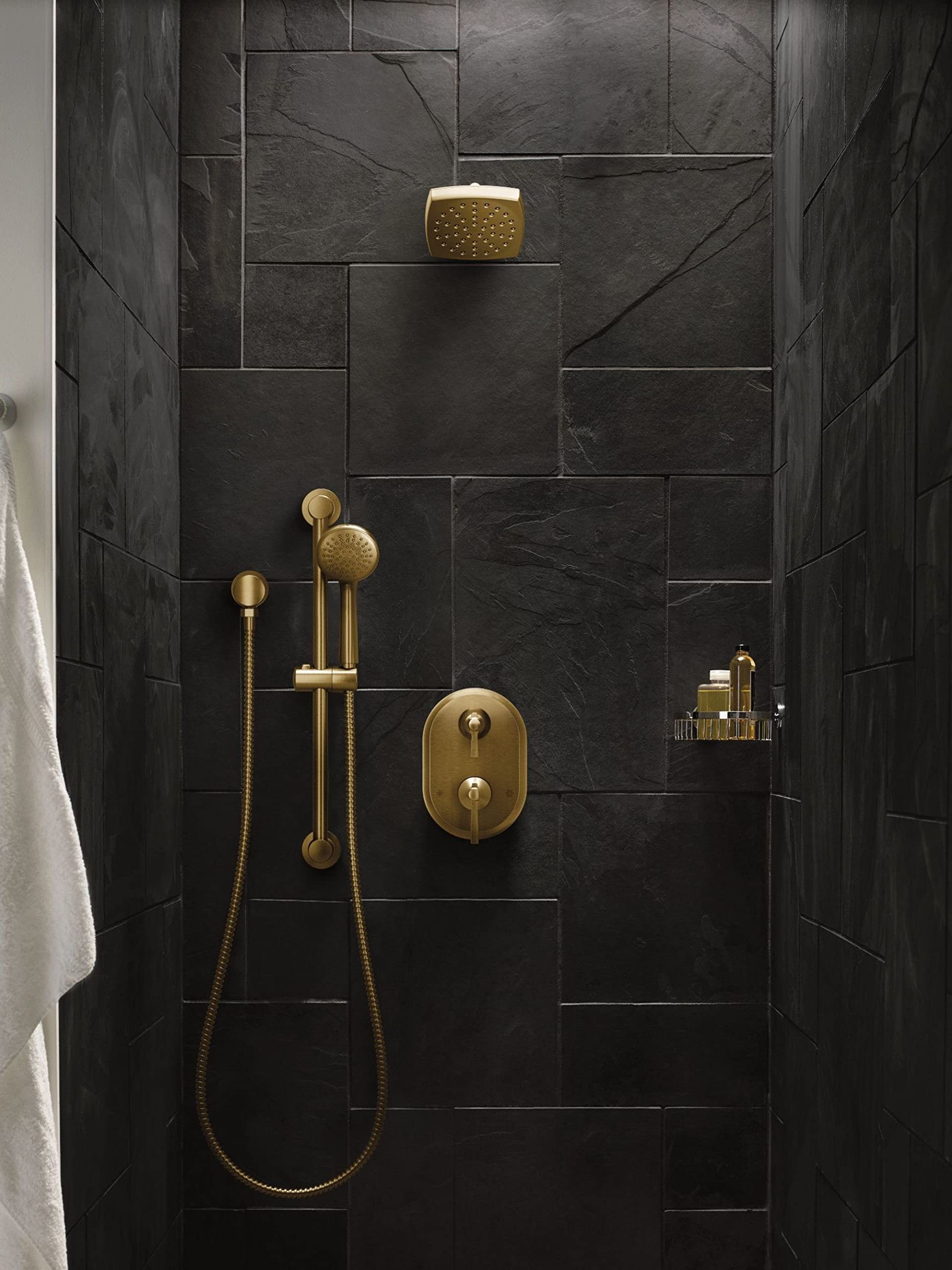 Moen UTS2411BG Flara M-CORE 3-Series 2-Handle Shower Trim with Integrated Transfer Valve, Valve Required, Brushed Gold