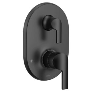 moen uts2611bl doux m-core 3-series 2-handle shower trim with integrated transfer valve, valve required, matte black