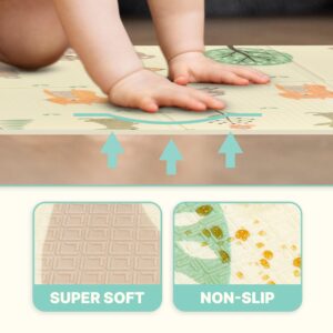 Easy Baby Nontoxic Foam Play Mat for Babies and Toddlers | Foldable, Washable, and Waterproof Playmat | Large 77" x 59" (Woodland Friends Pattern)