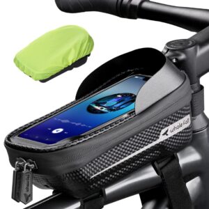 whale fall Newest Hard Casing Bike Bag, Bike Accessories, Never Deform/Waterproof, Bike Phone Holder Bike Phone Mount with 0.25mm Sensitive TPU Touch-Screen, with Rain Cover for Phones under 6.9''