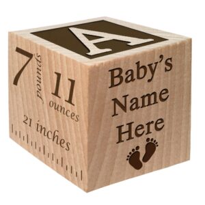 baby block gift for newborn boy or girl - personalized birth announcement wood wooden block new baby gifts custom item by glitzby