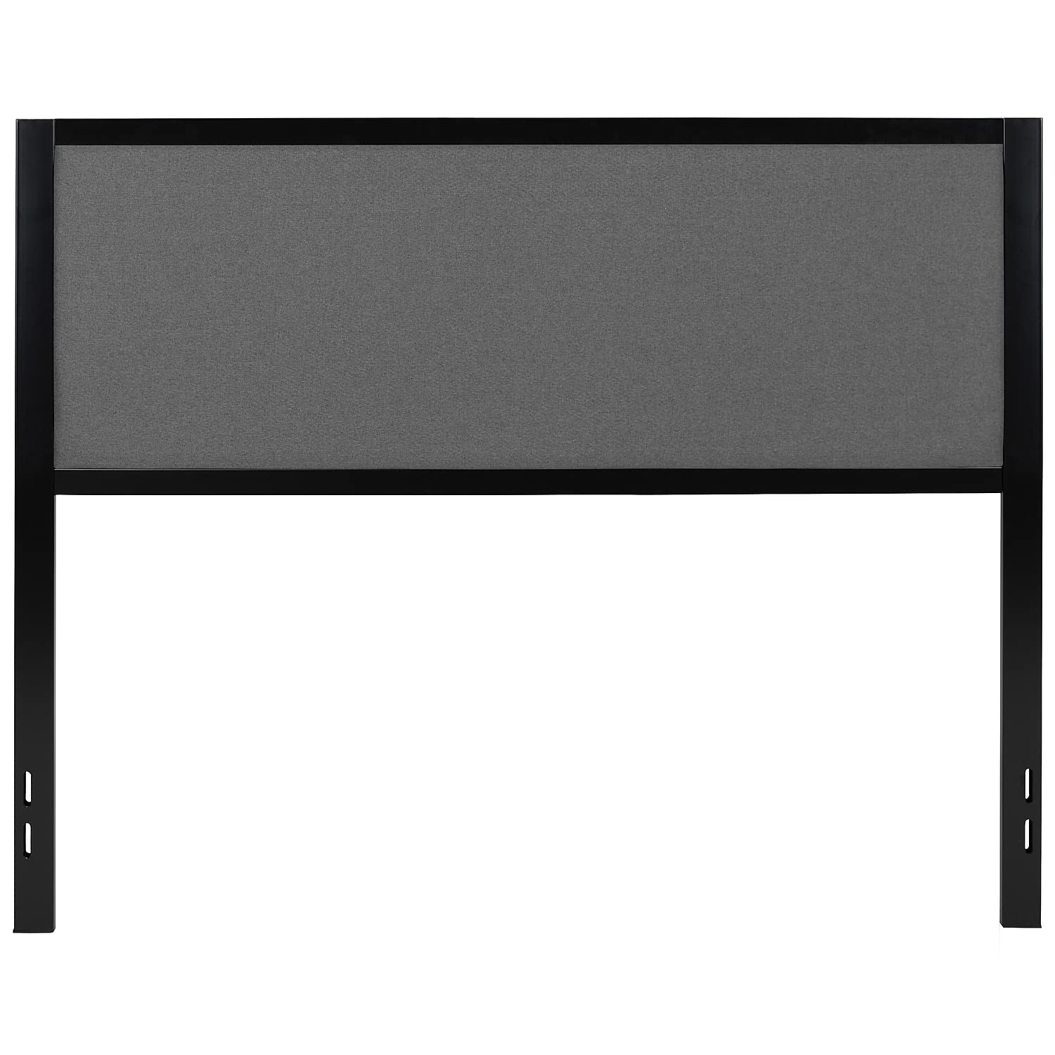 Flash Furniture Melbourne Metal Upholstered Queen Size Headboard in Dark Gray Fabric