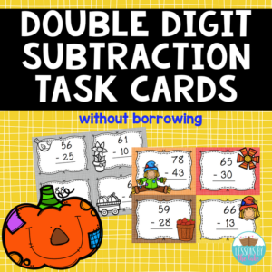 double digit subtraction fall task cards {without borrowing/ regrouping}