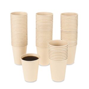 jayeey disposable coffee cups bamboo paper cups coffee cups, brown hot cups 120 count 10 oz water cups