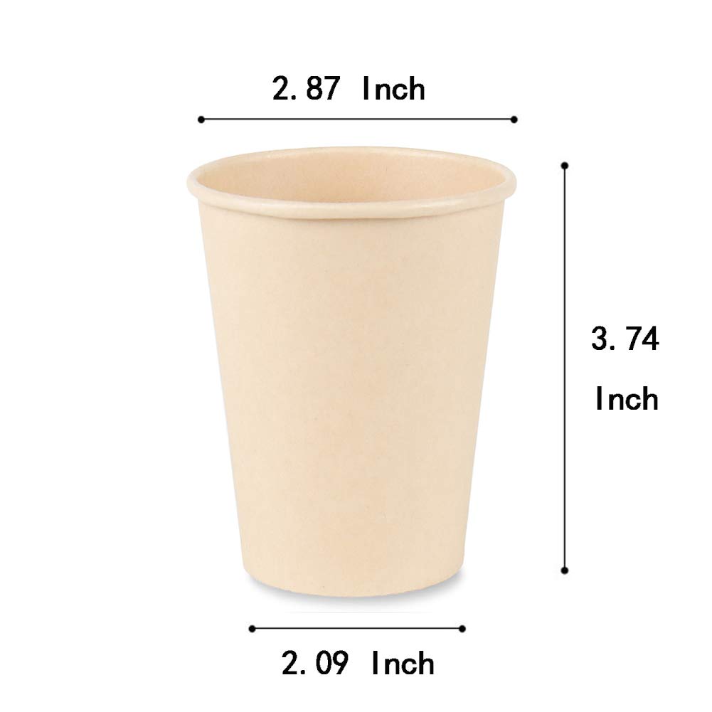 JAYEEY Disposable Coffee Cups Bamboo Paper Cups Coffee Cups, Brown Hot Cups 120 Count 10 OZ Water cups