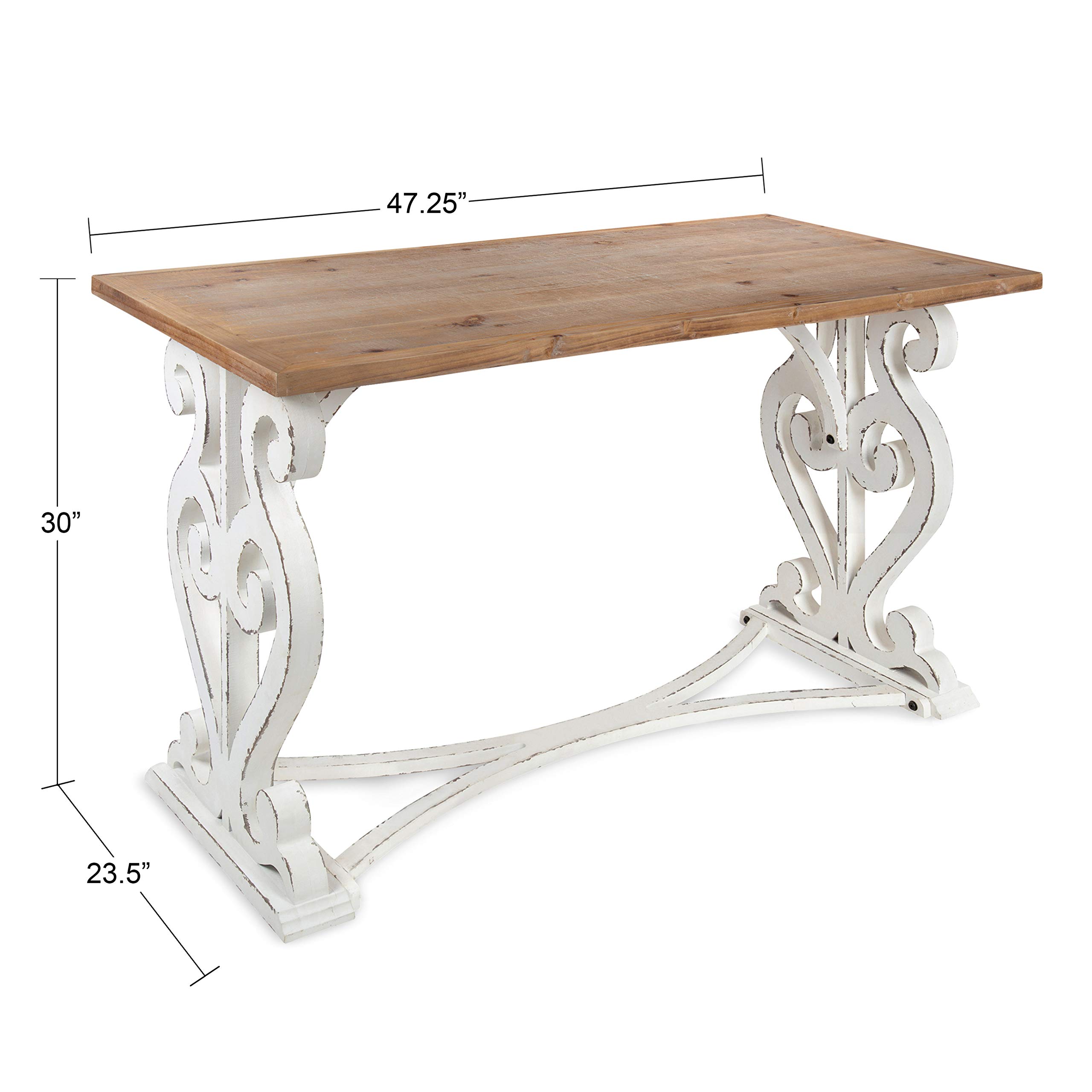 Kate and Laurel Wyldwood Rustic Wood Desk, 48" x 23.5" x 30", Rustic Brown and Coastal White, Chic Farmhouse-Inspired Design