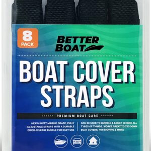 Boat Cover Straps Adjustable Buckle Straps 8 Pack Strap Buckles Boat Buckle Nylon Straps with Buckle 1" x 96" Utility Straps with Quick Release Buckle