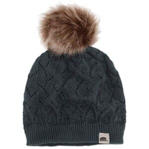 stormy kromer the pompom beanie - stylish warm winter hat with faux fur pompom deep blue