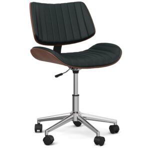simplihome chambers swivel adjustable executive computer office chair in distressed black faux leather, for the office and study, contemporary