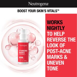 Neutrogena Stubborn Marks PM Treatment with Retinol SA, Face-Exfoliating Treatment to Help Reverse the Look of Post-Acne Marks & Uneven Skin Tone, Oil-Free, Non-Comedogenic, PM Treatment, unscented, 1.0 Fl Oz